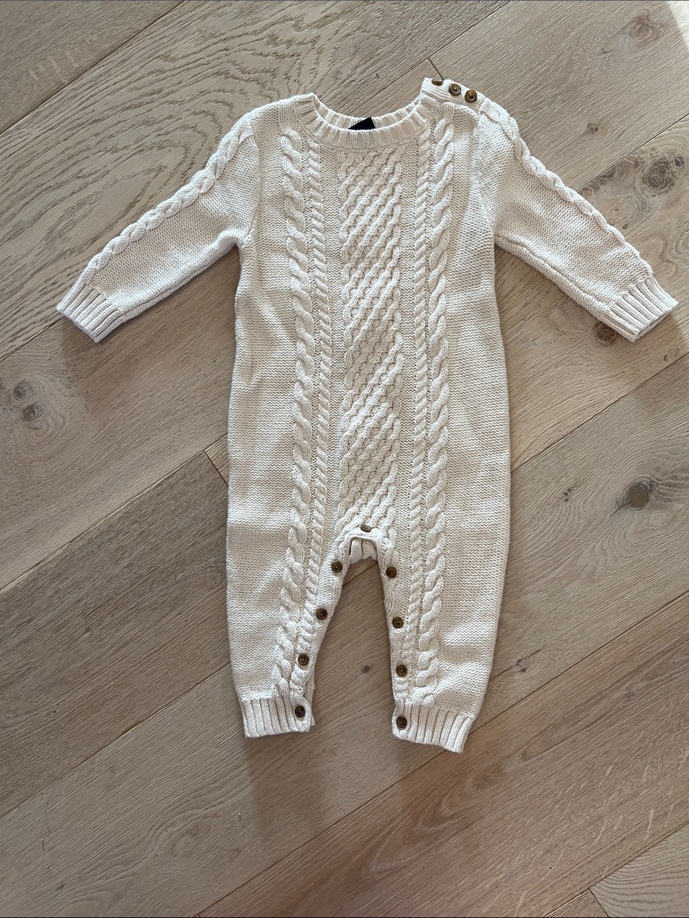 GAP Cream Cable-Knit Baby One-Piece